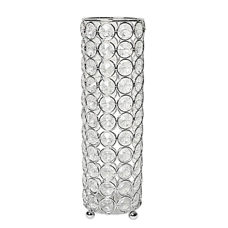 Elegant Designs Ellipse Crystal Decorative Vase, 10-1/4"H x 3-1/4"W x 3-1/4"D, Chrome