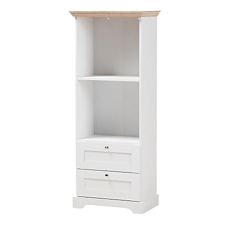 Baxton Studio Arian 2-Shelf Bookcase, White/Natural