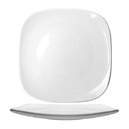 International Tableware Quad Square Fine Porcelain Plates, 9-3/4", White, Set Of 24 Plates