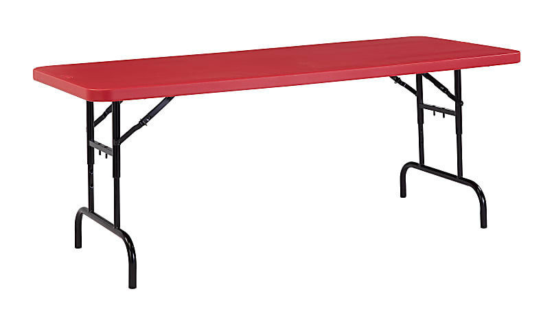 National Public Seating Primary Color Adjustable Folding Table, Rectangle, Red/Black