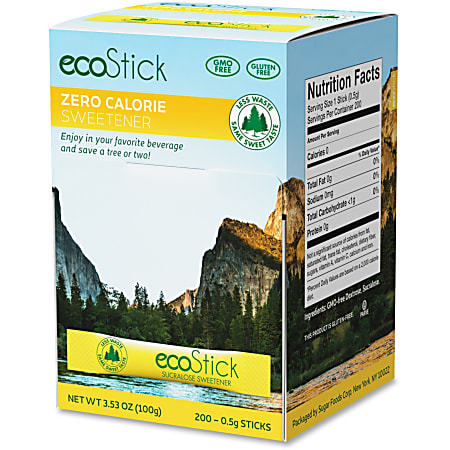 ecoStick Sucralose Sweetener Packets - Packet - Artificial Sweetener - 200/Box