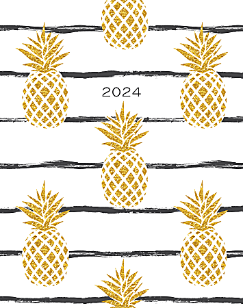 2024 Willow Creek Press Monthly Booklet Planner, 7-1/2" x 9-1/2", Golden Pineapples, January To December