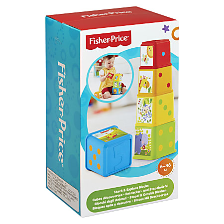 Fisher-Price Stack/Explore Blocks - Skill Learning: Color, Number, Object, Fine Motor, Eye-hand Coordination, Self-confidence, Thinking, Problem Solving, Feeling - 6 Month - 3 Year - Assorted