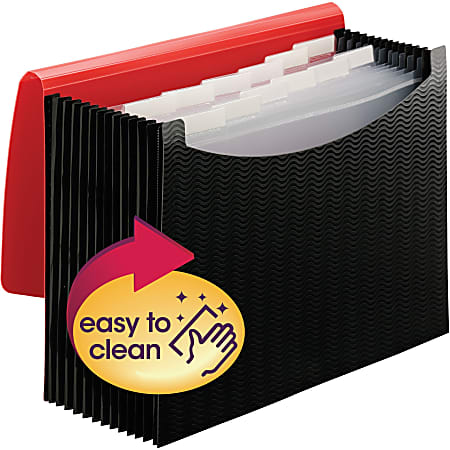 Smead Letter Expanding File - 8 1/2" x 11" - 12 Internal Pocket(s) - Polypropylene - Red, Black - 1 Each