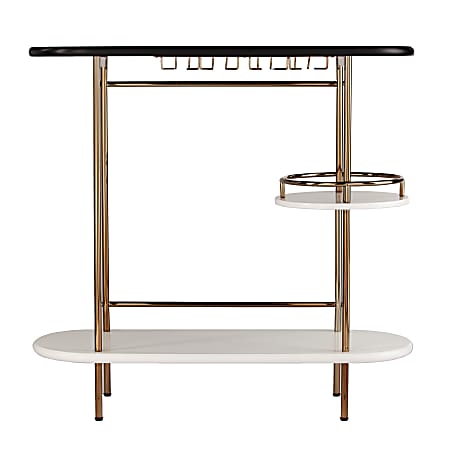 SEI Furniture Dagney Bar Table, 38-1/4"H x 40"W x 14"D, Black/White/Champagne