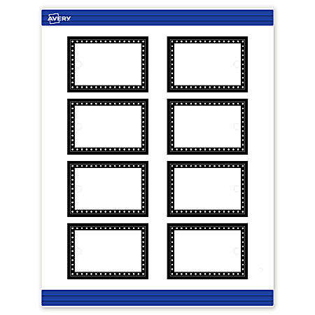 Avery® Print-To-The-Edge Tags With Sure Feed®, S00-DKX-PRMWT10, 2" x 3", Matte White, Preprinted Black & White Polka Dots Design, Pack Of 80