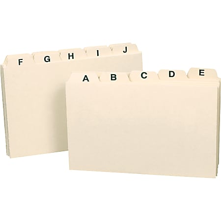 Smead® Alphabetic Card Guides, 5" x 3", 1/5-Cut Tab, Manila, Box Of 12