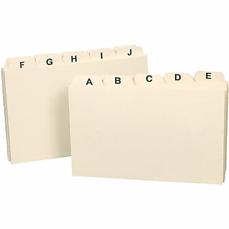 Smead® Alphabetic Card Guides, 5" x 3", 1/5-Cut Tab, Manila, Box Of 12