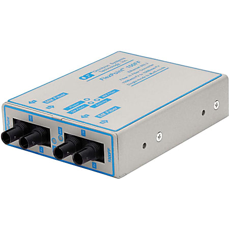 Omnitron FlexPoint 100Mbps Ethernet Fiber to Fiber Media Converter ST Multimode 5km to Single-Mode 60km - 1 x 100BASE-FX; 1 x 100BASE-LX; US AC Powered; Lifetime Warranty