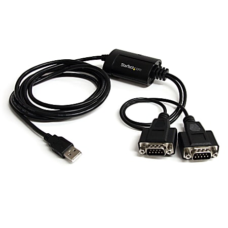 StarTech FTDI USB To Serial Adapter Cable, 2-Port, 6', Black