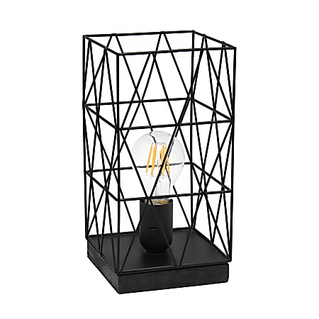 Simple Designs Geometric Square Table Lamp, 10-1/4"H, Black