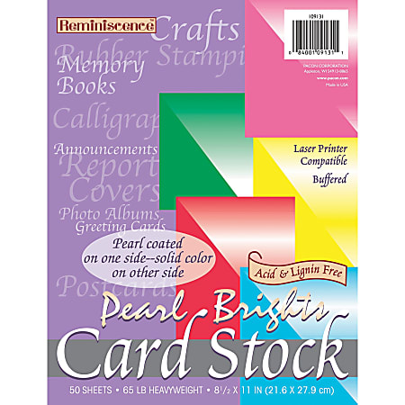 Pacon Pearl Cardstock - Assorted Bright - Letter - 8 1/2" x 11" - 65 lb Basis Weight - Pearl Brights - 1 / Pack - Acid-free, Lignin-free, Heavyweight, Archival-safe