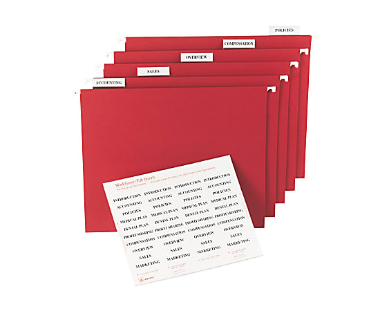 Avery® Printable Tab Inserts For Hanging File Folders, 1/5 Cut For 2