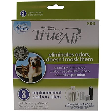 Hamilton Beach TrueAir Replacement Air Filters 3-Pack for Pet Odors - Remove Pet Dander, Remove Odor, Remove Dust