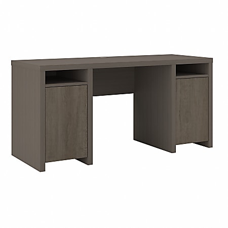 Bush Furniture Bristol Modern 63"W Computer Desk With Storage Cabinets And Shelves, Restored Gray/Thread Gray, Standard Delivery