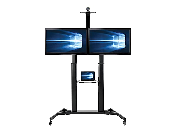 Tripp Lite Dual Screen Mobile TV Floor Stand Cart Height-Adjustable 35-45in - Cart (fasteners, wrench) - for 2 monitors - steel - black - screen size: 35"- 45"