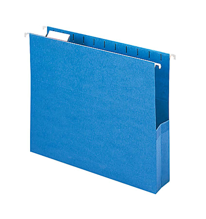 Smead® Hanging File Pocket With Tab, 2" Expansion, 1/5-Cut Adjustable Tab, Letter Size, Sky Blue, Box of 25