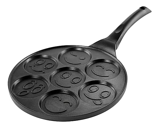 MegaChef Emoji Mold Pancake Maker, Happy Face, Black