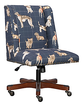 Linon Cooper Mid-Back Office Chair, Walnut/Navy Dog