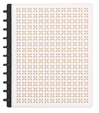 TUL® Discbound Notebook With Die-Cut Leather Cover, Letter Size, Narrow Ruled, 60 Sheets, Pink/Rose Gold