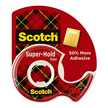 Scotch® Super-Hold Tape, With Handheld Dispenser, 0.75" x 18 Yd, Clear