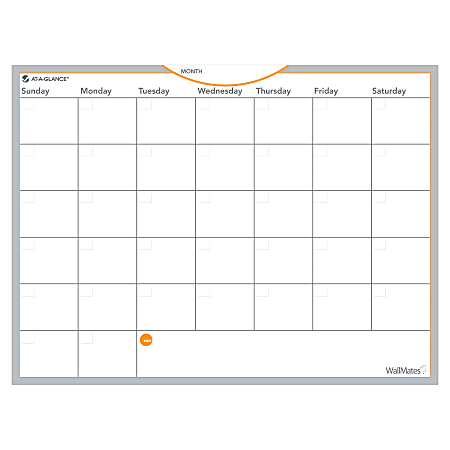 AT-A-GLANCE® WallMates™ Dry-Erase Calendar Surface, 18" x 24", Monthly Undated