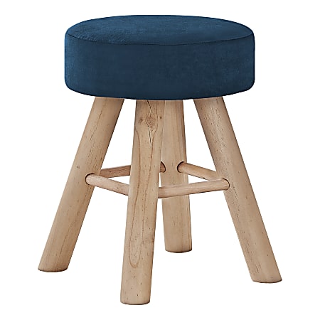 Monarch Specialties Shellie Velvet Ottoman, Blue/Natural
