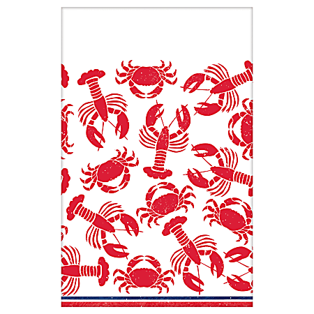 Amscan Seafood And Summer Plastic Tablecloths, 54" x 102", Red, Pack Of 2 Tablecloths