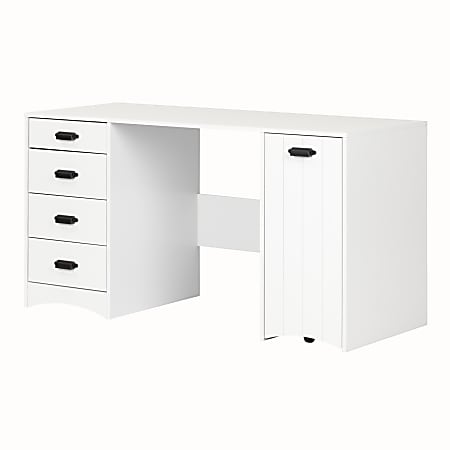 South Shore Artwork Rectangle Sewing Table With Storage, Pure White