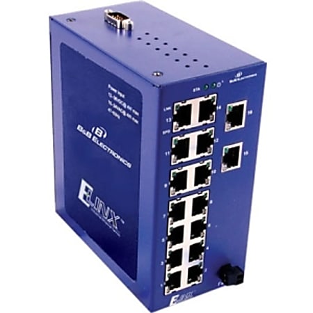 B+B Ethernet Managed Switch, 16-Port, 10/100Base-TX, Wide Temperature