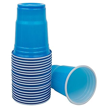 JAM PAPER Plastic Party Cups, 12 oz, Sea Blue, 20 Glasses/Pack