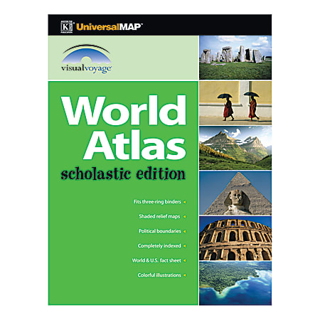 Kappa Map Group World Scholastic Atlases, 8 1/2" x 11", Grades 3-12, Pack Of 4