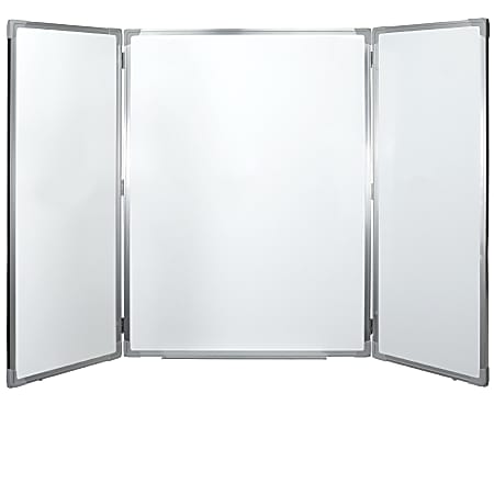 Excello Global Products Magnetic Dry-Erase Wall-Mounted Folding Whiteboard, 40" x 60", Silver Aluminum Frame