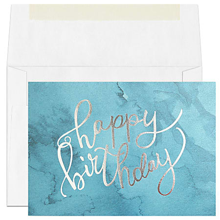 Custom Embellished All Occasion Cards And Envelopes, 7" x 5", Script Birthday, Box Of 25 Cards