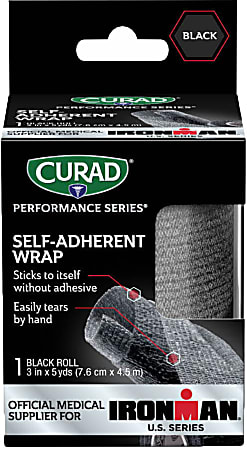 CURAD® IRONMAN Performance Series Self-Adherent Wrap, 3" x 5 Yd., Black, Case Of 24 Boxes