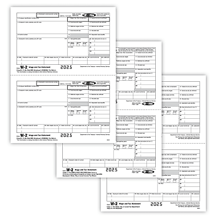 ComplyRight&reg; W-2 Tax Form Set, 5-Part, Recipient Copy Only, 2-Up, Pack of 50, 564825