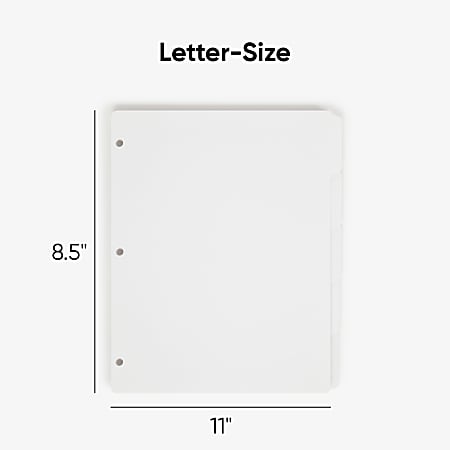 Three-Ring Binder Index Divider, 5-Tab, 11 x 8.5, White, 20 Sets Three-Ring Binder Index Divider, 5-Tab, 11 x 8.5, White, 20 Sets