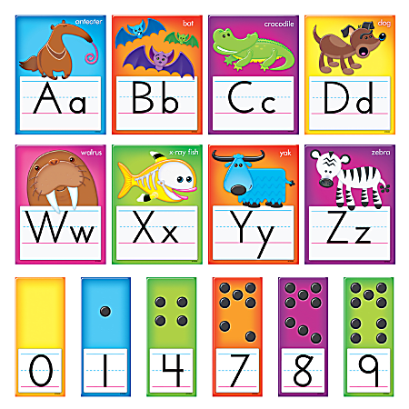 TREND Awesome Animals Manuscript Alphabet Bulletin Board Set, 6 1/2" x 8 1/2", Multicolor, Pre-K - Grade 2