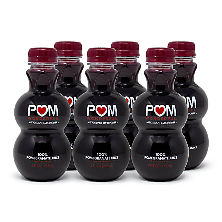 Pom Wonderful 100percent Pomegranate Juice 12 Fl Oz Bottles Pack Of 6  Bottles - Office Depot