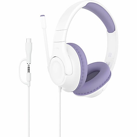 Belkin SoundForm Inspire Wired Over-Ear Headset for Kids, Lavender/White