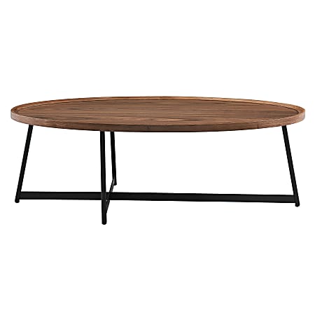 Eurostyle Niklaus Oval Coffee Table, 15-1/2”H x 47”W x 23-1/2”D, Black/Walnut