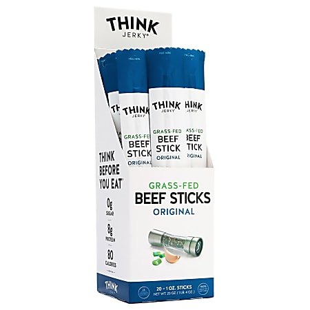 Think Jerky Grass-Fed Beef Sticks, 1 Oz, Pack Of 20 Sticks
