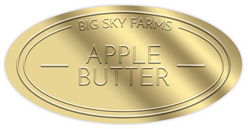 Custom Blind-Embossed Labels And Stickers, Foil Stock, 1" x 2" Oval, Box Of 500 Labels