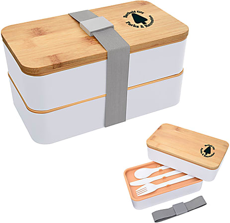 Custom Promotional Stackable Bento Lunch Set, 4-1/8” x 7-1/4”, Assorted Colors