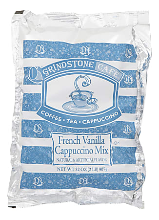 Grindstone™ Cappuccino Coffee Mix, French Vanilla 2 Lb Per Bag, Carton Of 6 Bags