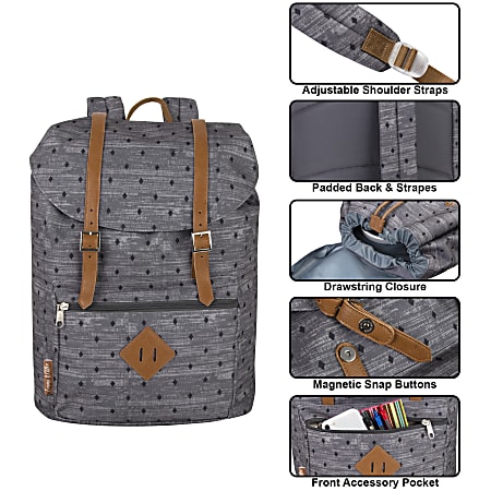 Trailmaker Diamond Print Double Buckle Backpack Gray Office Depot