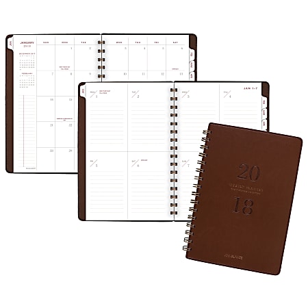 AT-A-GLANCE® Signature Collection™ 13-Month Weekly/Monthly Planner, 5 3/4" x 8 1/2", Brown, January 2018 to January 2019 (YP20009-18)
