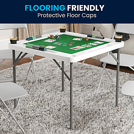 Flash Furniture 3 Foot Square Folding Game Table with Green