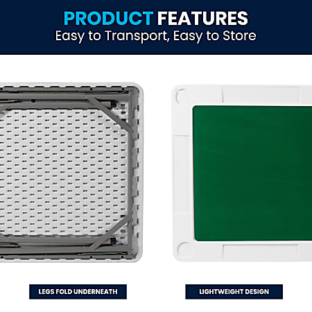 Flash Furniture 3 Foot Square Folding Game Table with Green