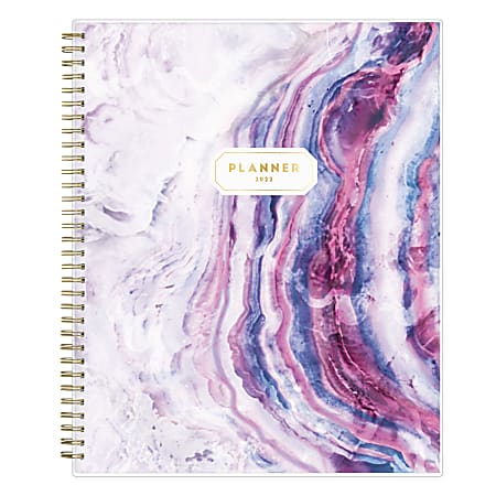 Blue Sky™ Frosted Weekly/Monthly Safety Wirebound Planner, 8-1/2" x 11", Gemma Purple, January To December 2022